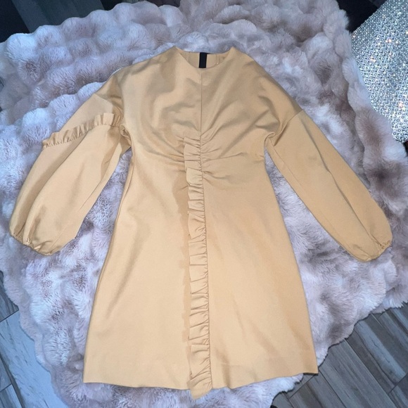 Tibi Mustard/Tan Long Sleeve Dress Size 4 - Picture 8 of 15